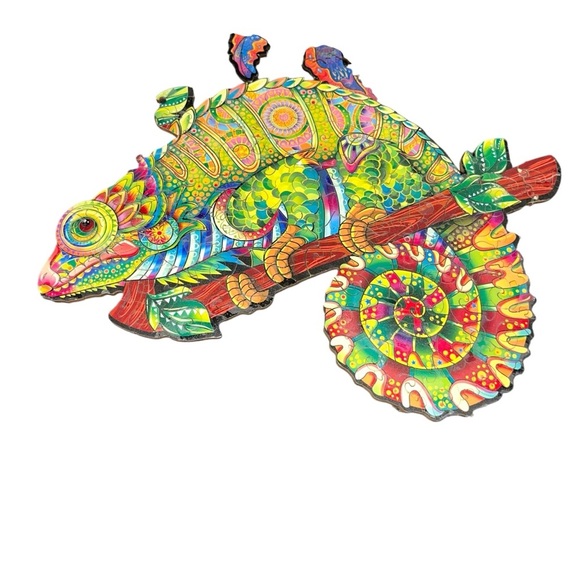 Unidragon wood wooden puzzle lot 2 puzzles whale chameleon lizard - Picture 2 of 5